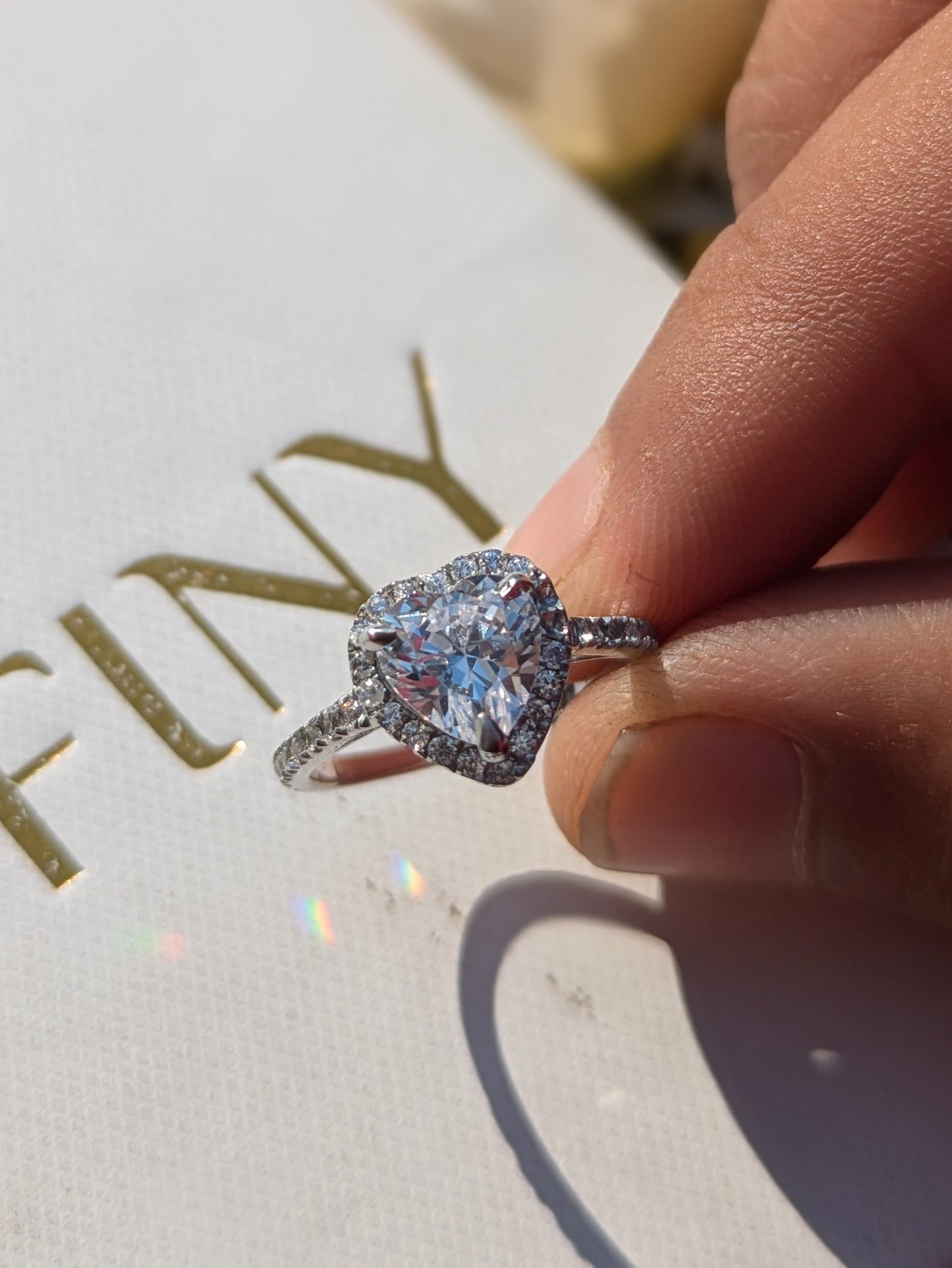Sweetheart Heart Halo Solitaire Silver Ring