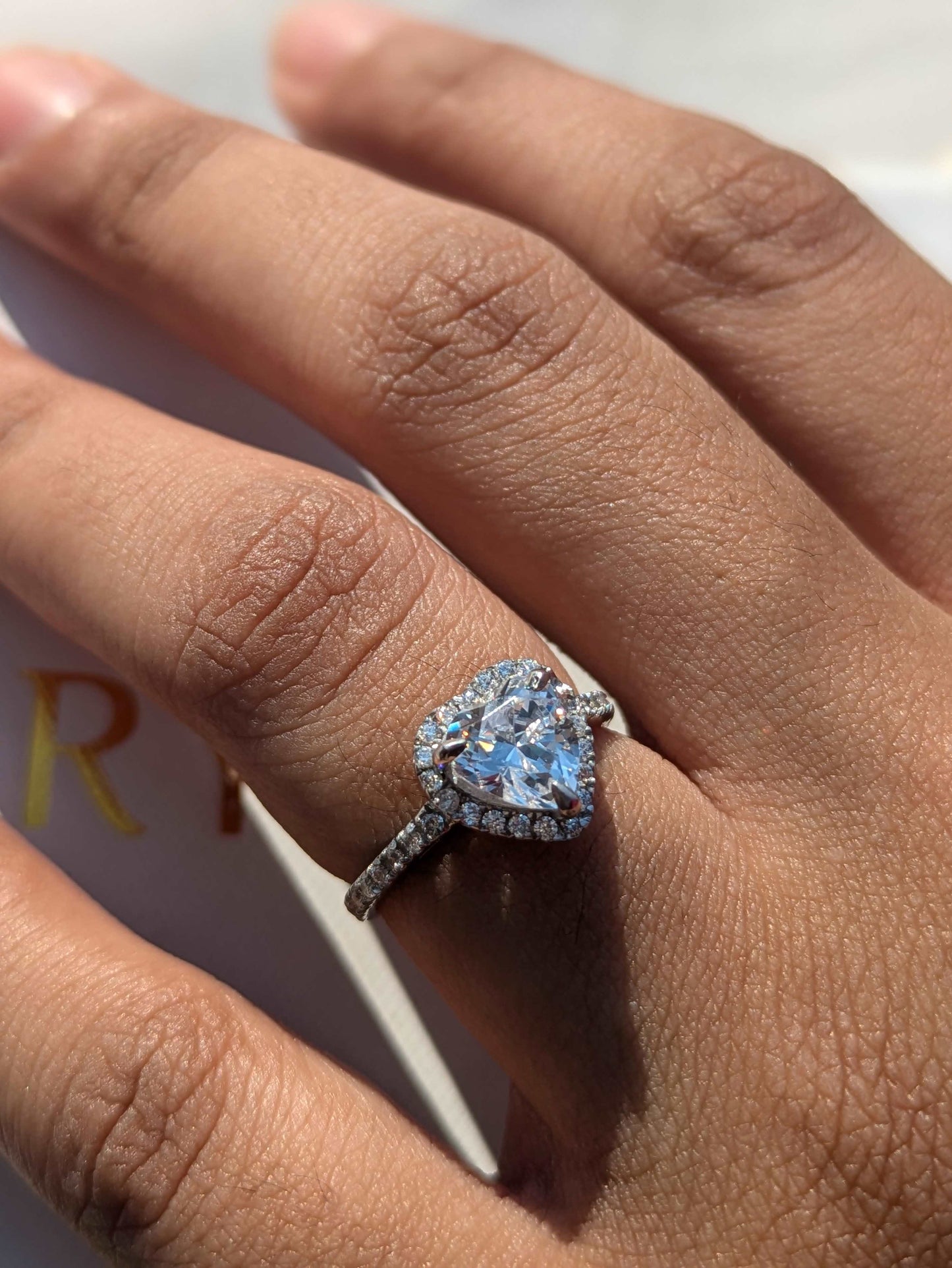 Sweetheart Heart Halo Solitaire Silver Ring