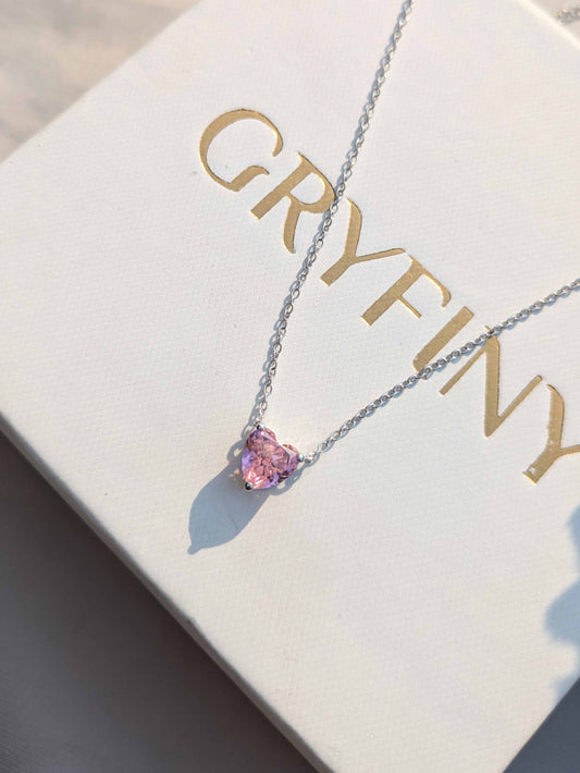 Ice Crushed Pink Heart Diamond Pendant