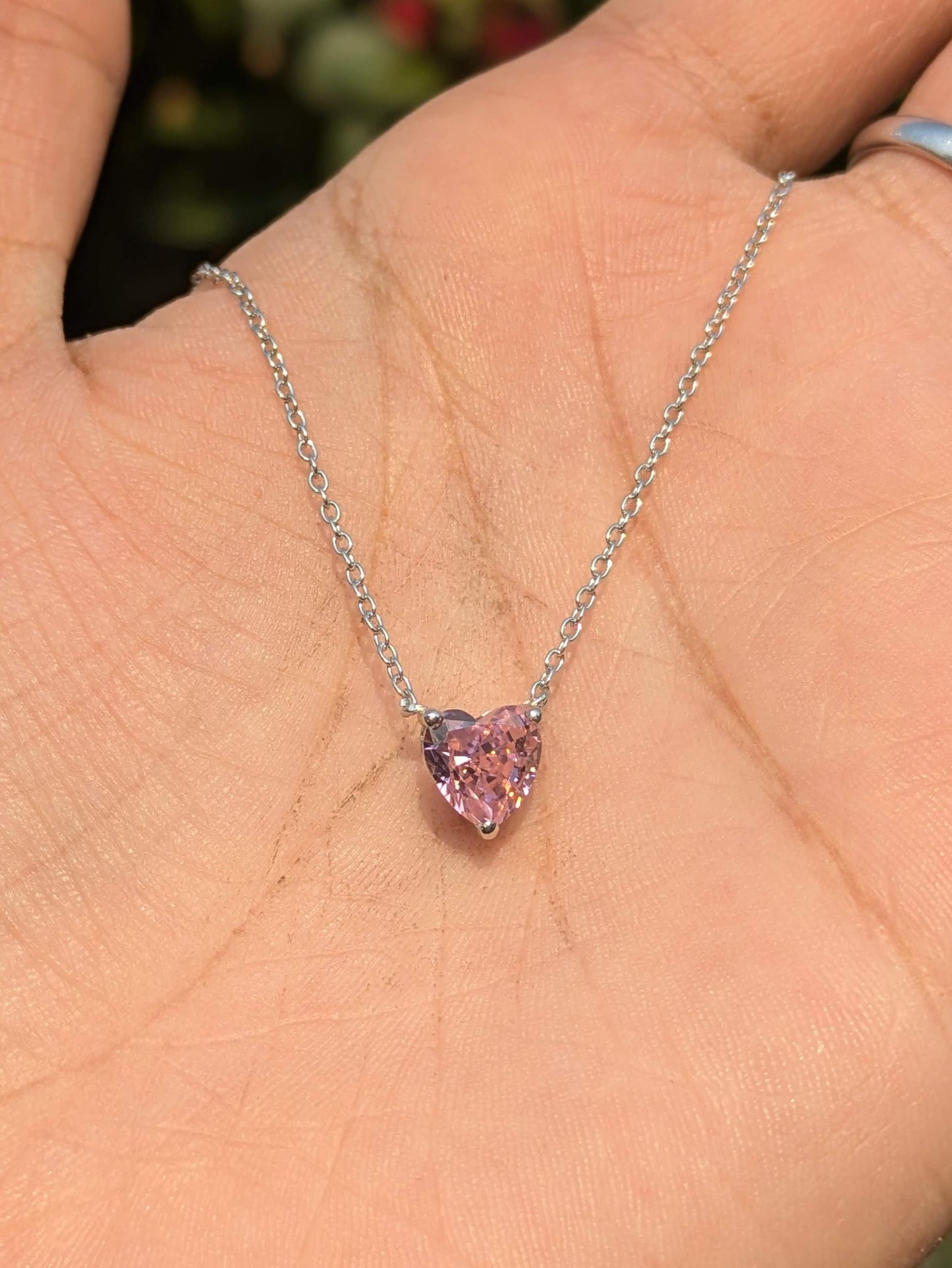 Ice Crushed Pink Heart Diamond Pendant