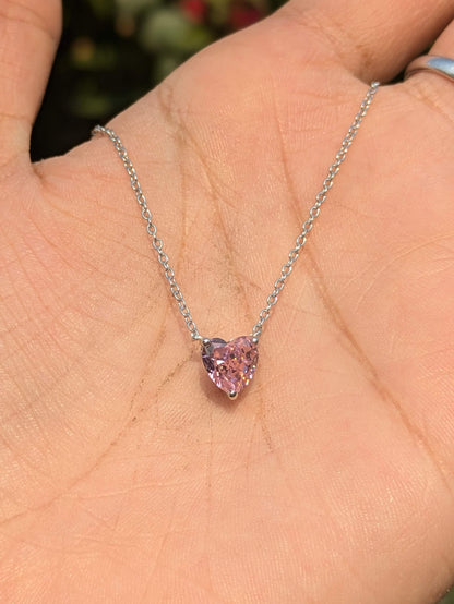 Ice Crushed Pink Heart Diamond Pendant