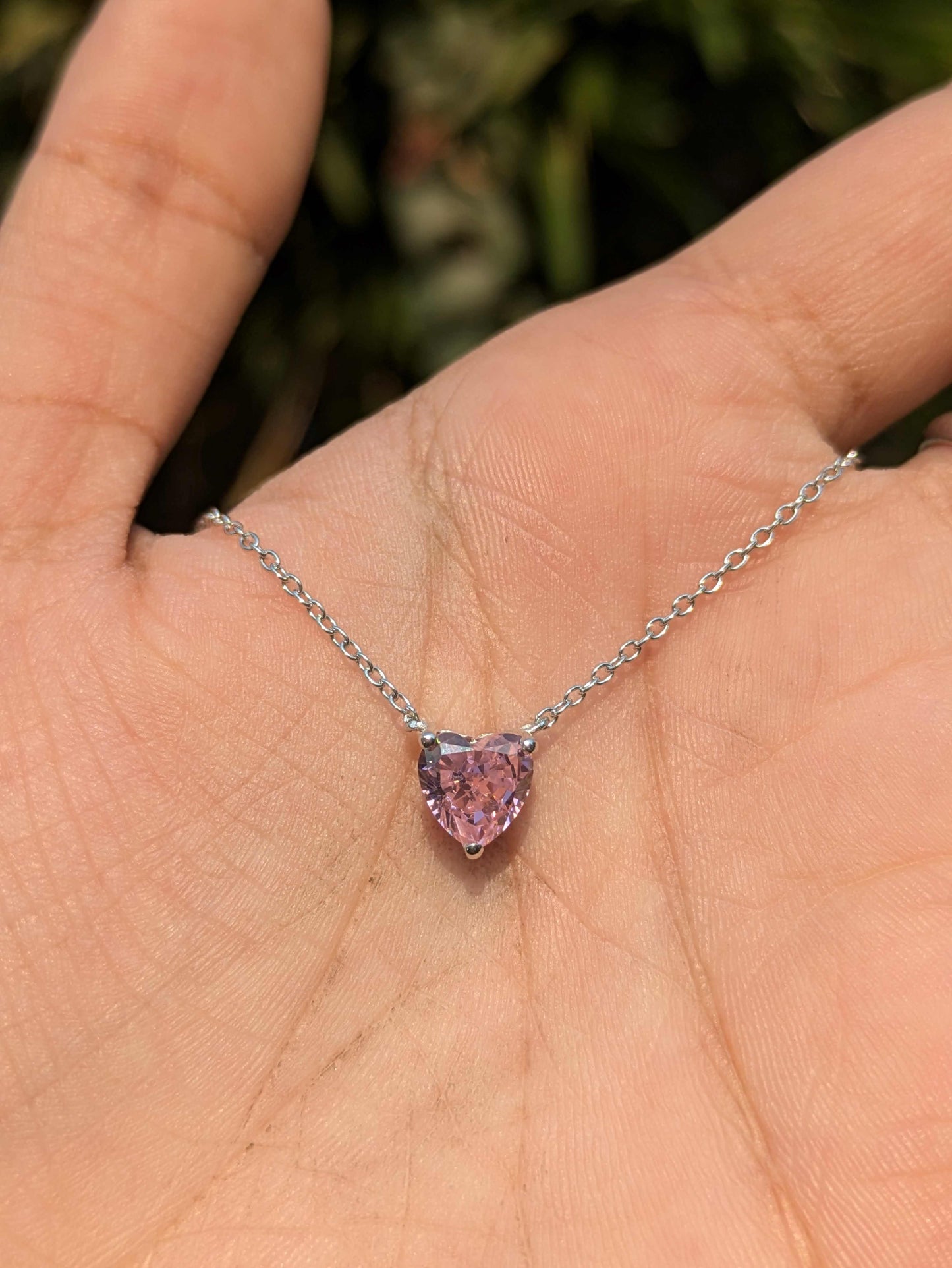 Ice Crushed Pink Heart Diamond Pendant