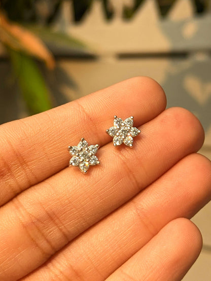 7 Star Silver Diamond Stud Earring