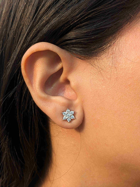 7 Star Silver Diamond Stud Earring