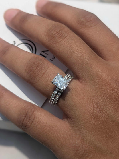 Ray Small Radiant Solitaire Silver Ring