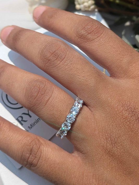 Round Full Eternity Tennis Silver Band