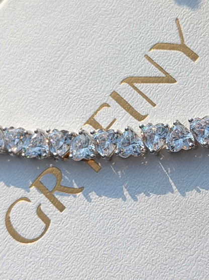 Heart Tennis Silver Bracelet