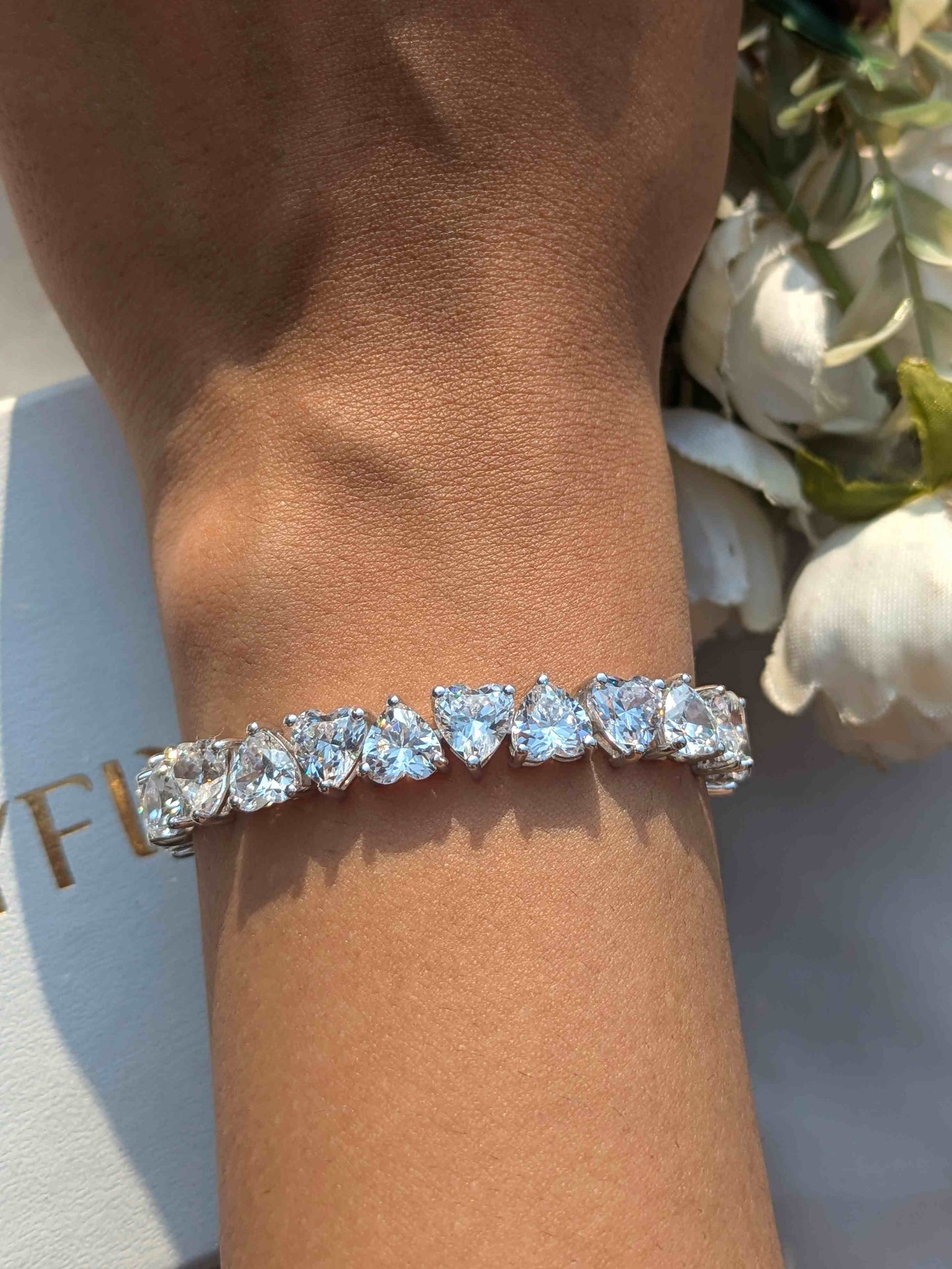 Heart Tennis Silver Bracelet