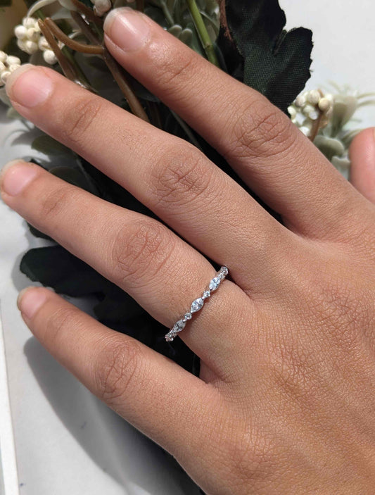 Marquise & Round Silver Stackable Ring
