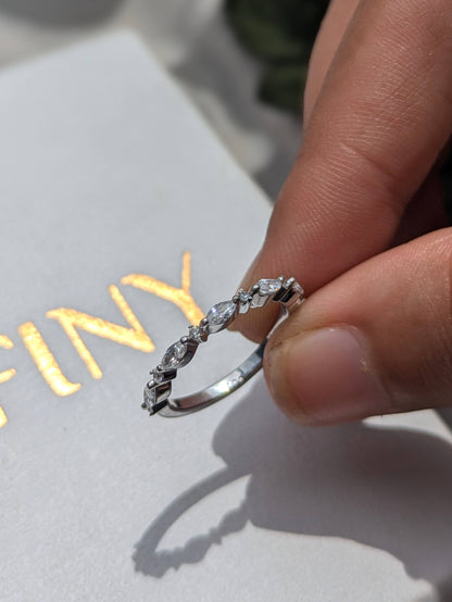 Marquise & Round Silver Stackable Ring
