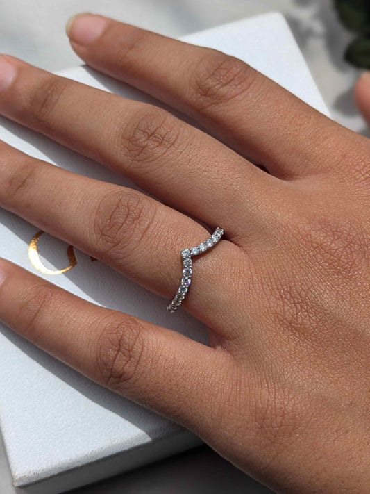 Chevron V Silver Stackable Ring