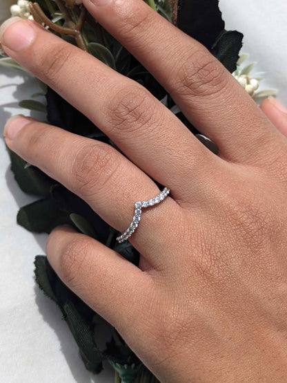 Chevron V Silver Stackable Ring