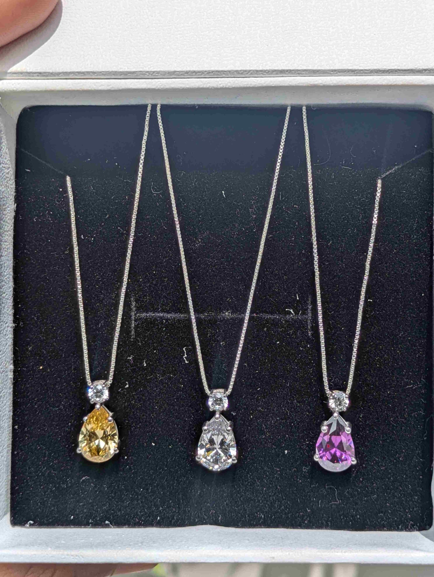 Purple Pear & Round Silver Pendant