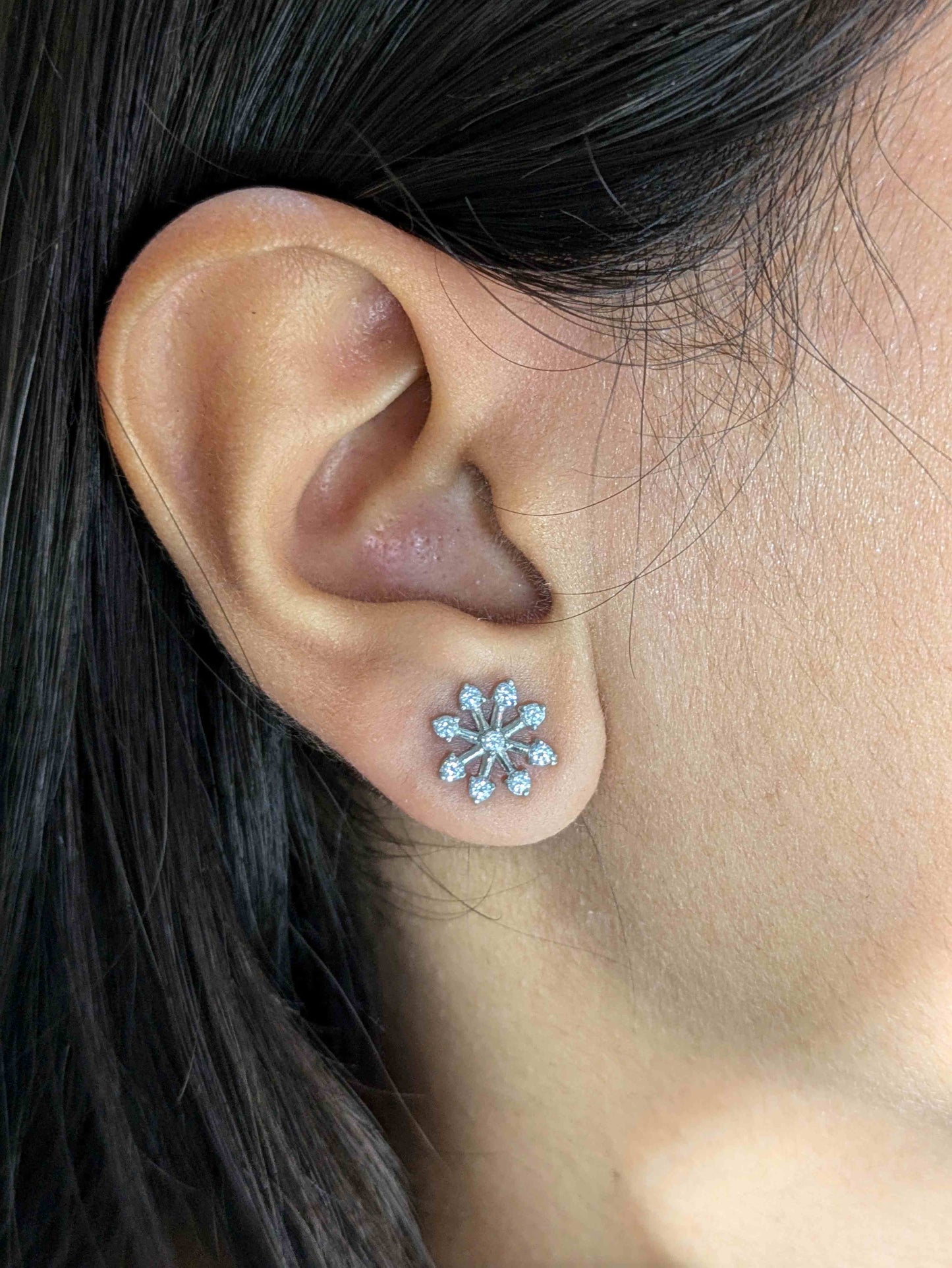 Celes Silver Diamond Stud Earring