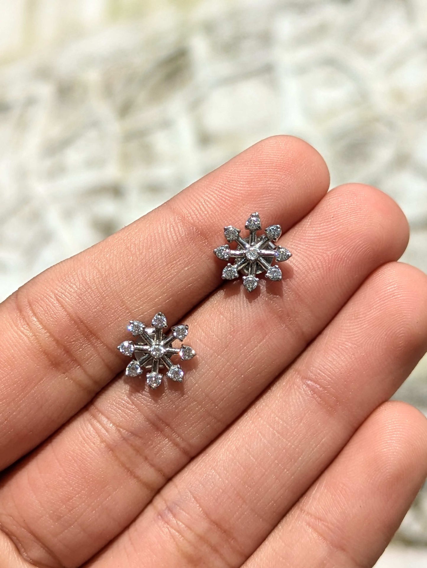Celes Silver Diamond Stud Earring
