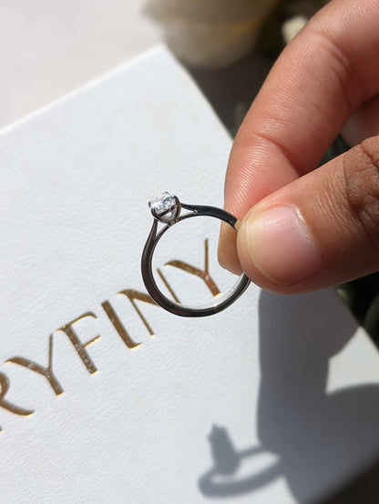 Pear Solitaire Silver Ring