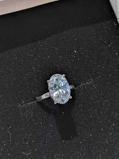 Catherine Oval Hidden Halo Solitaire Silver Ring
