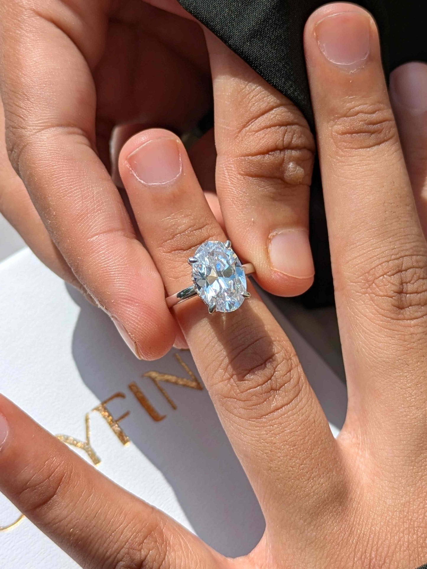 Catherine Oval Hidden Halo Solitaire Silver Ring