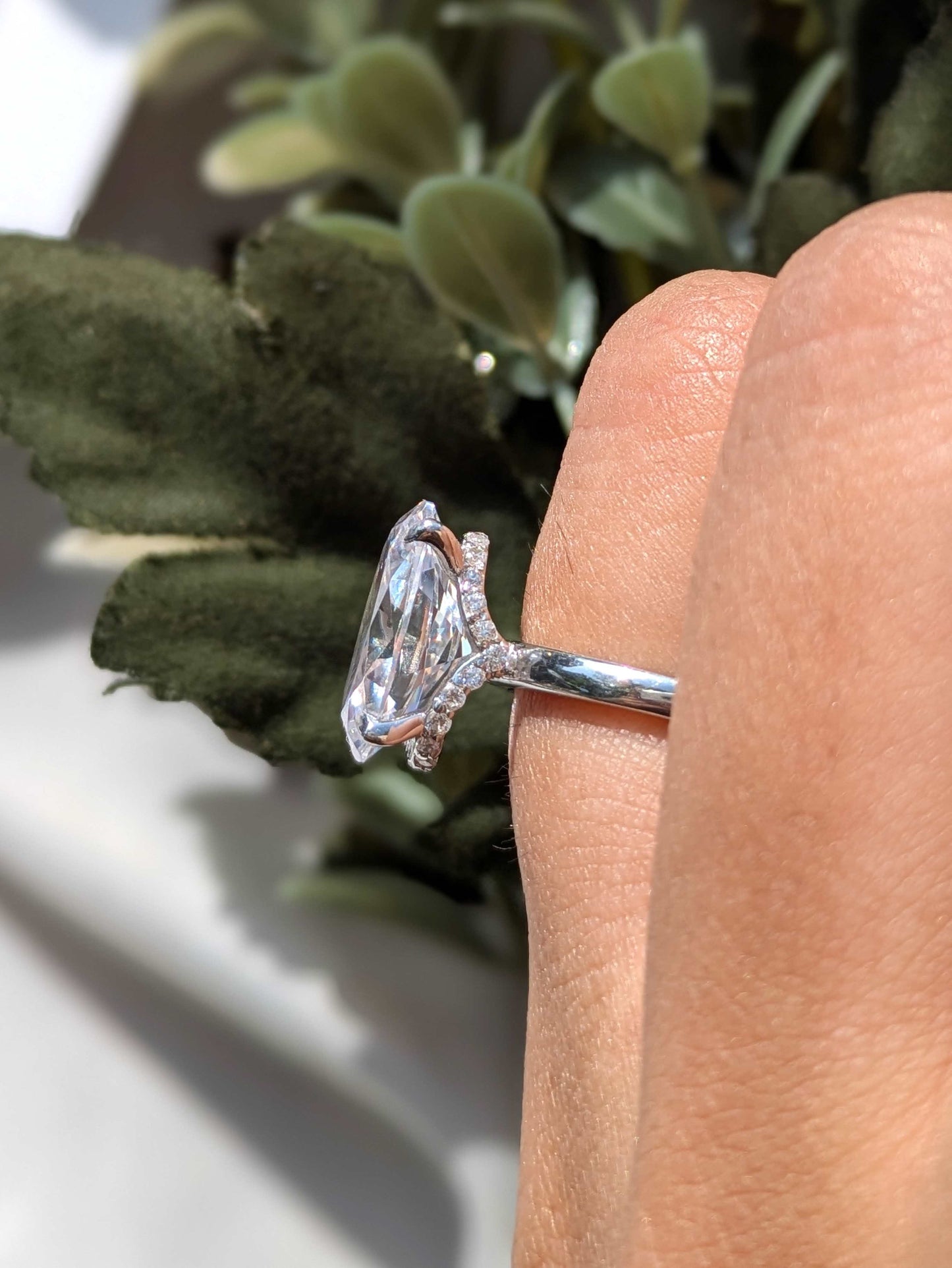 Catherine Oval Hidden Halo Solitaire Silver Ring