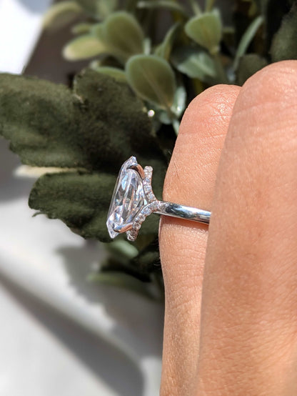 Catherine Oval Hidden Halo Solitaire Silver Ring