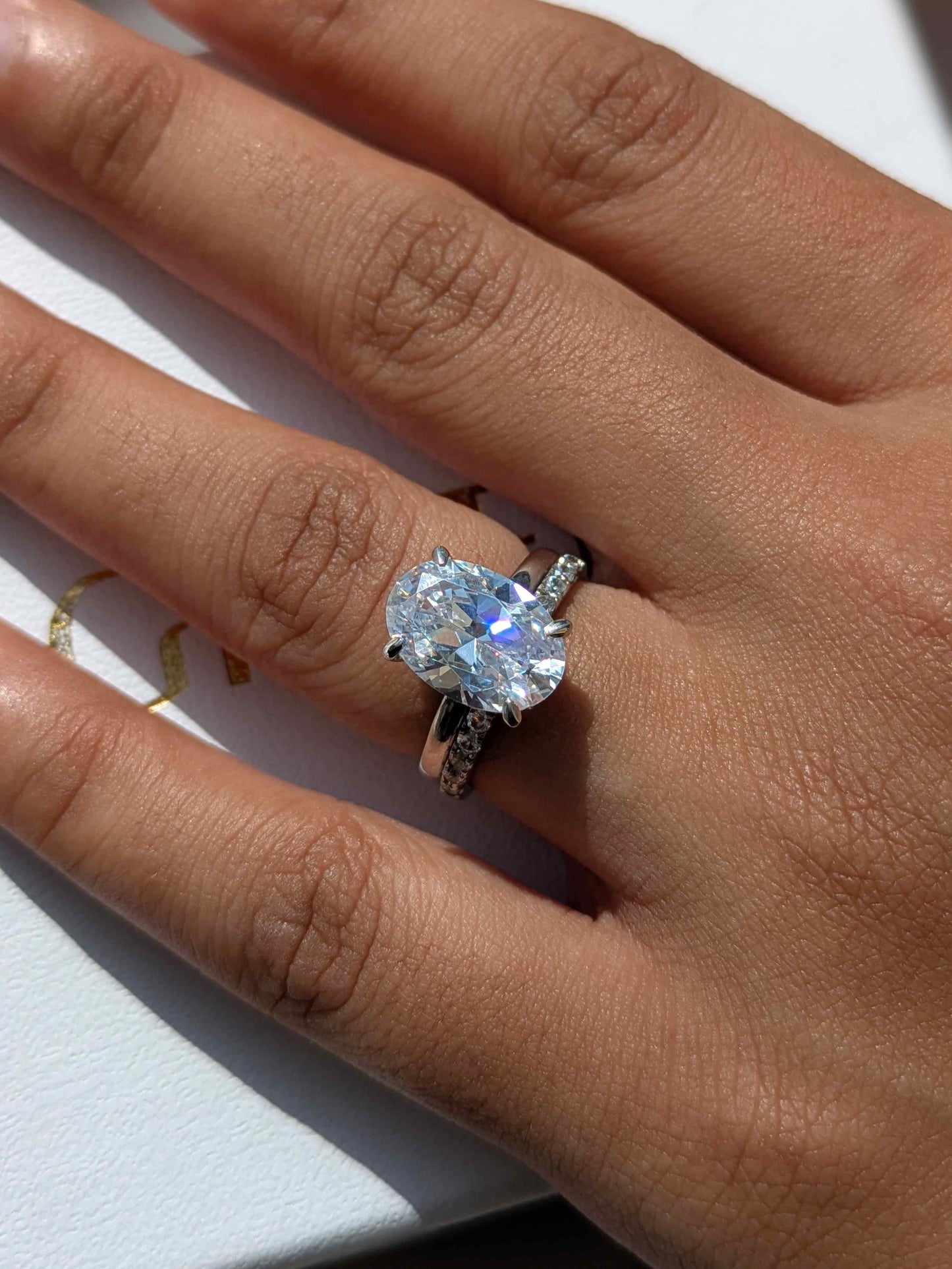 Catherine Oval Hidden Halo Solitaire Silver Ring