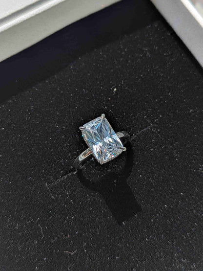 Georgia Radiant Hidden Halo Solitaire Silver Ring