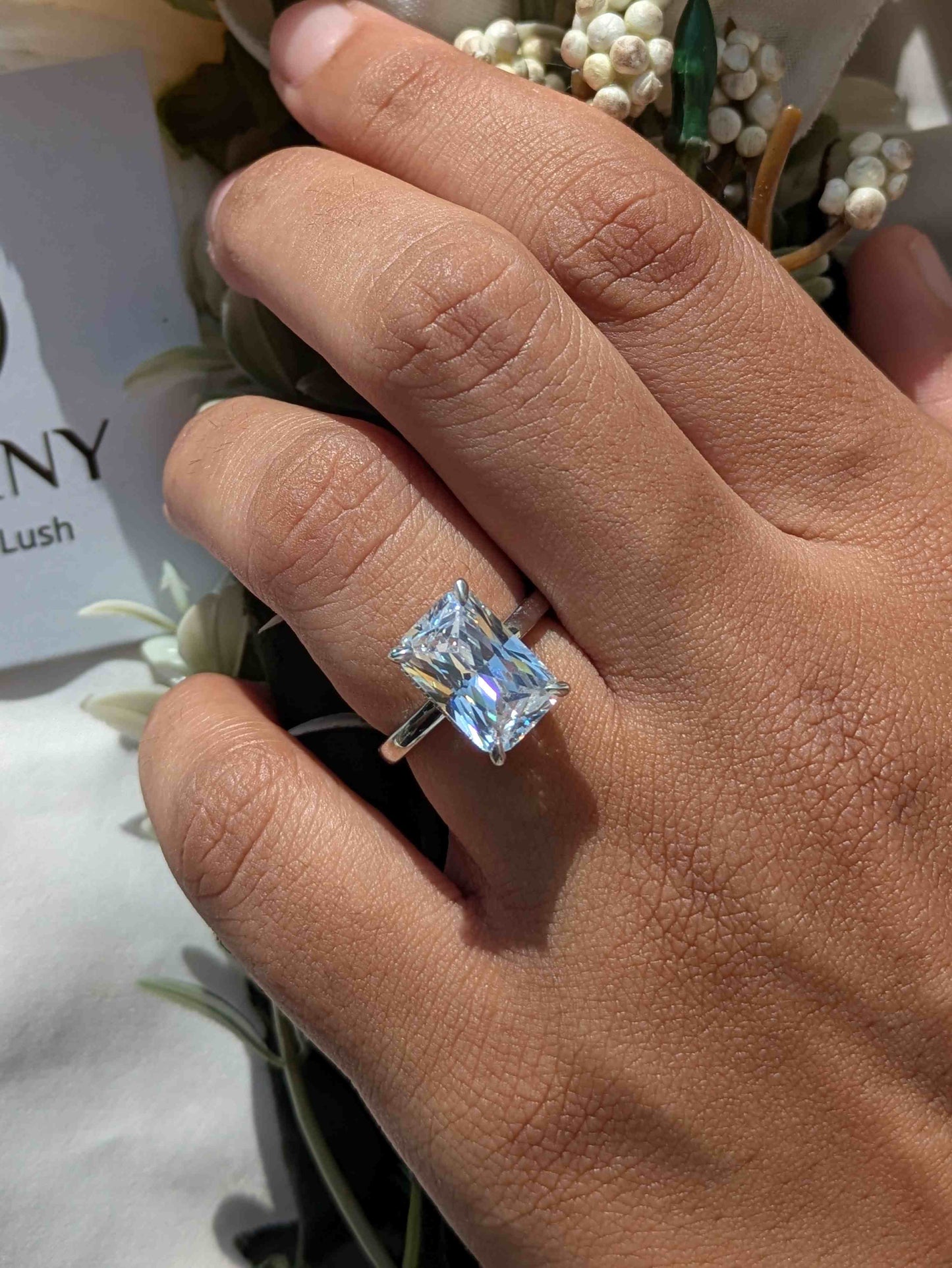 Georgia Radiant Hidden Halo Solitaire Silver Ring