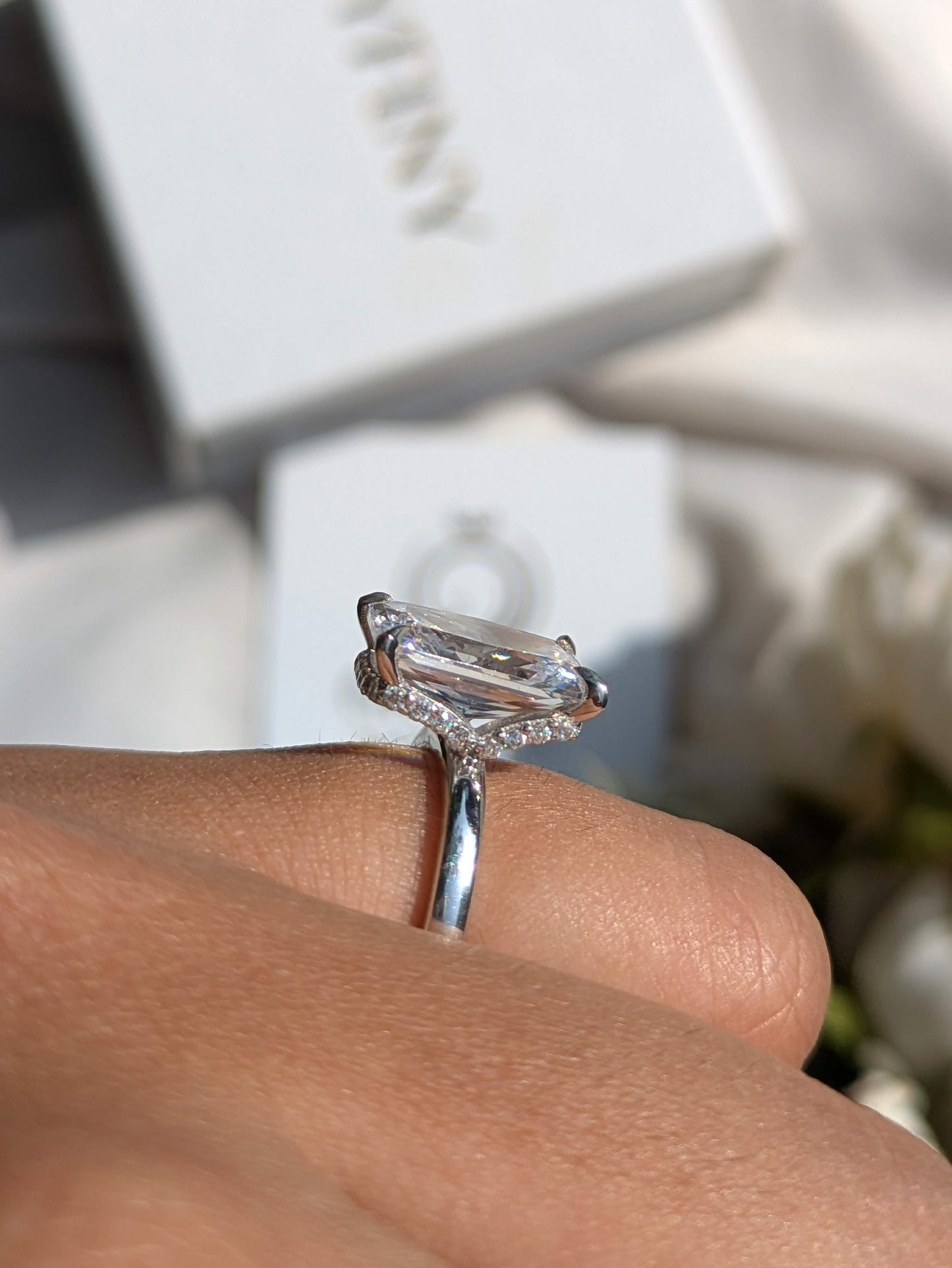 Georgia Radiant Hidden Halo Solitaire Silver Ring