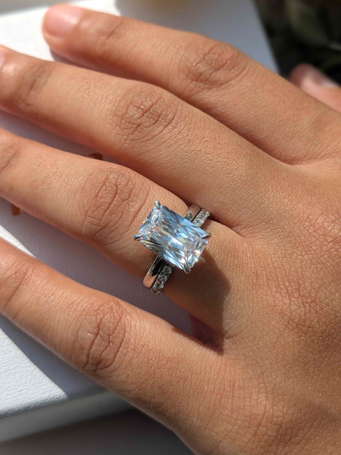 Georgia Radiant Hidden Halo Solitaire Silver Ring