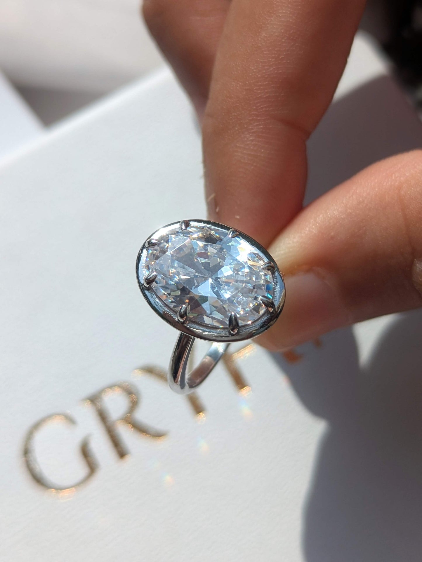 Elizabeth Oval Bezel Solitaire Silver Ring
