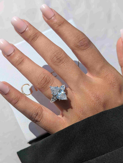Marquise 3-Stone Solitaire Silver Ring