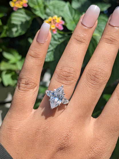 Marquise 3-Stone Solitaire Silver Ring