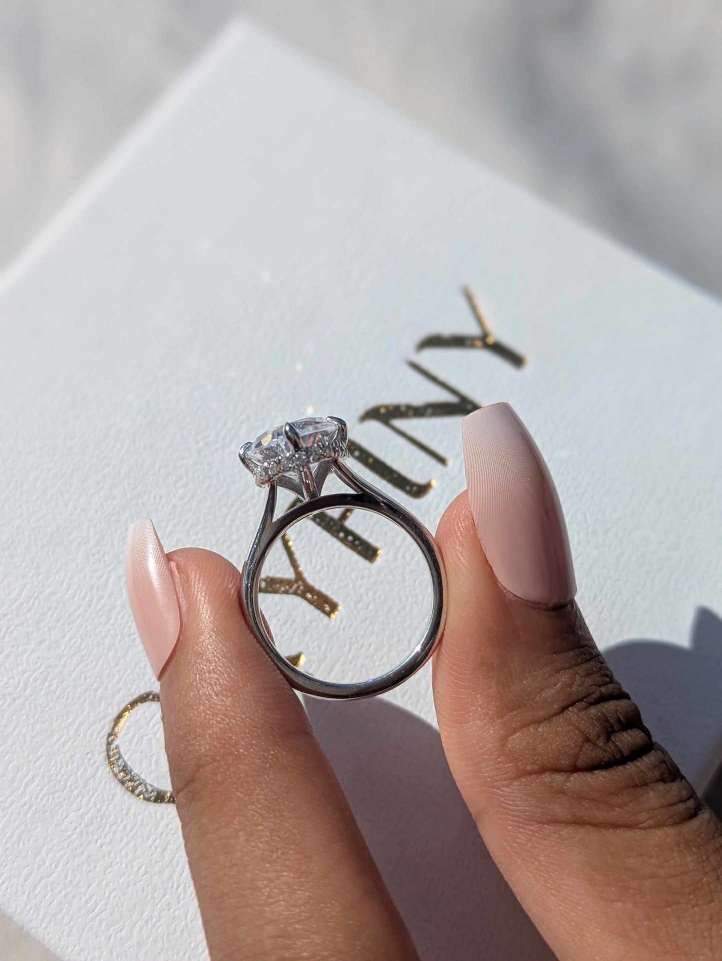 North-South Setting Oval Silver Solitaire Ring