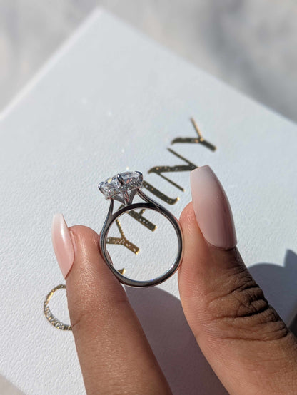 North-South Setting Oval Silver Solitaire Ring