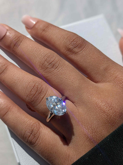 North-South Setting Oval Silver Solitaire Ring