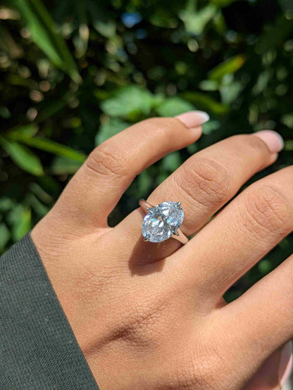 North-South Setting Oval Silver Solitaire Ring