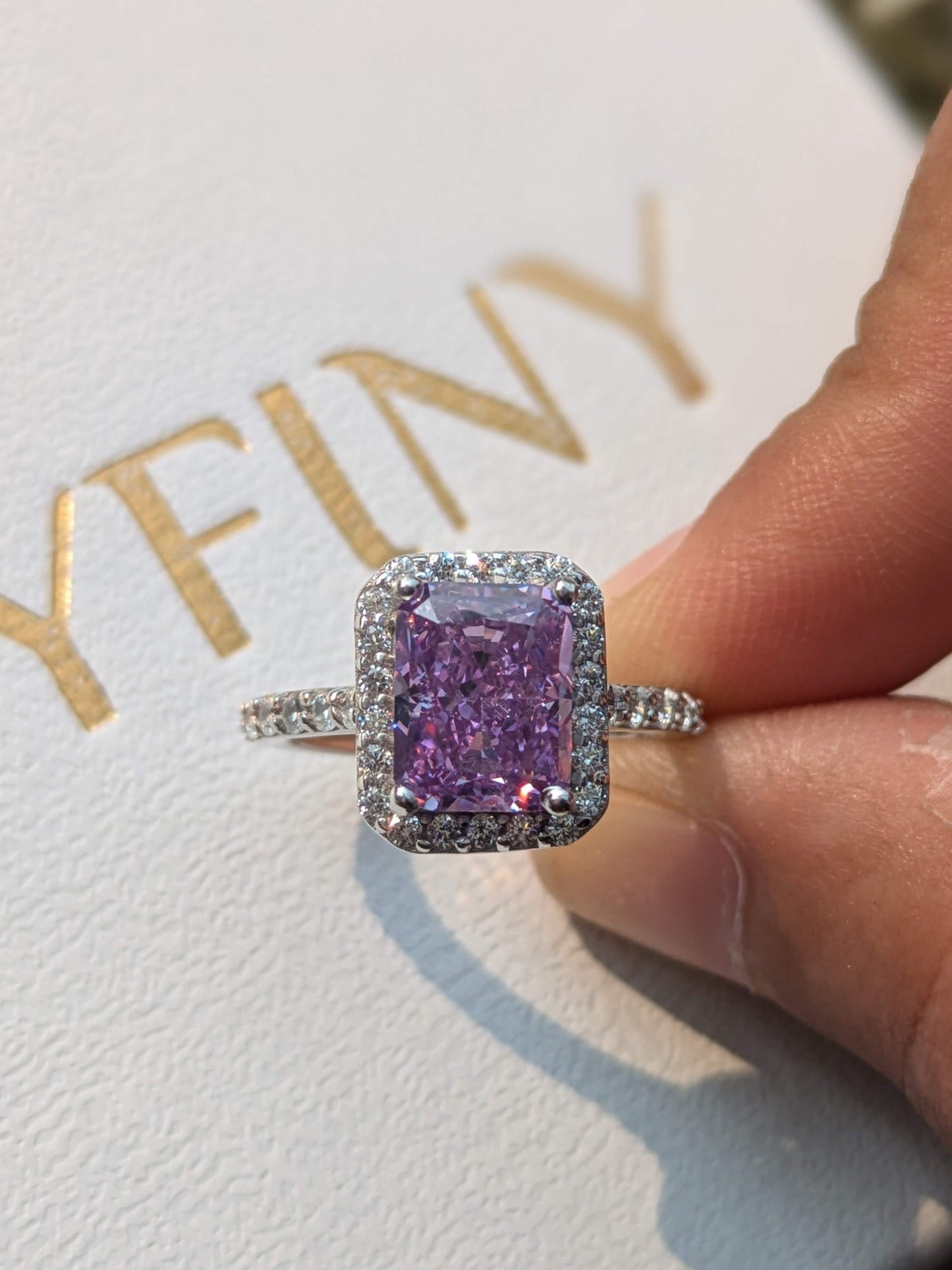 Purple Radaint Ice Crushed Silver Ring For Women