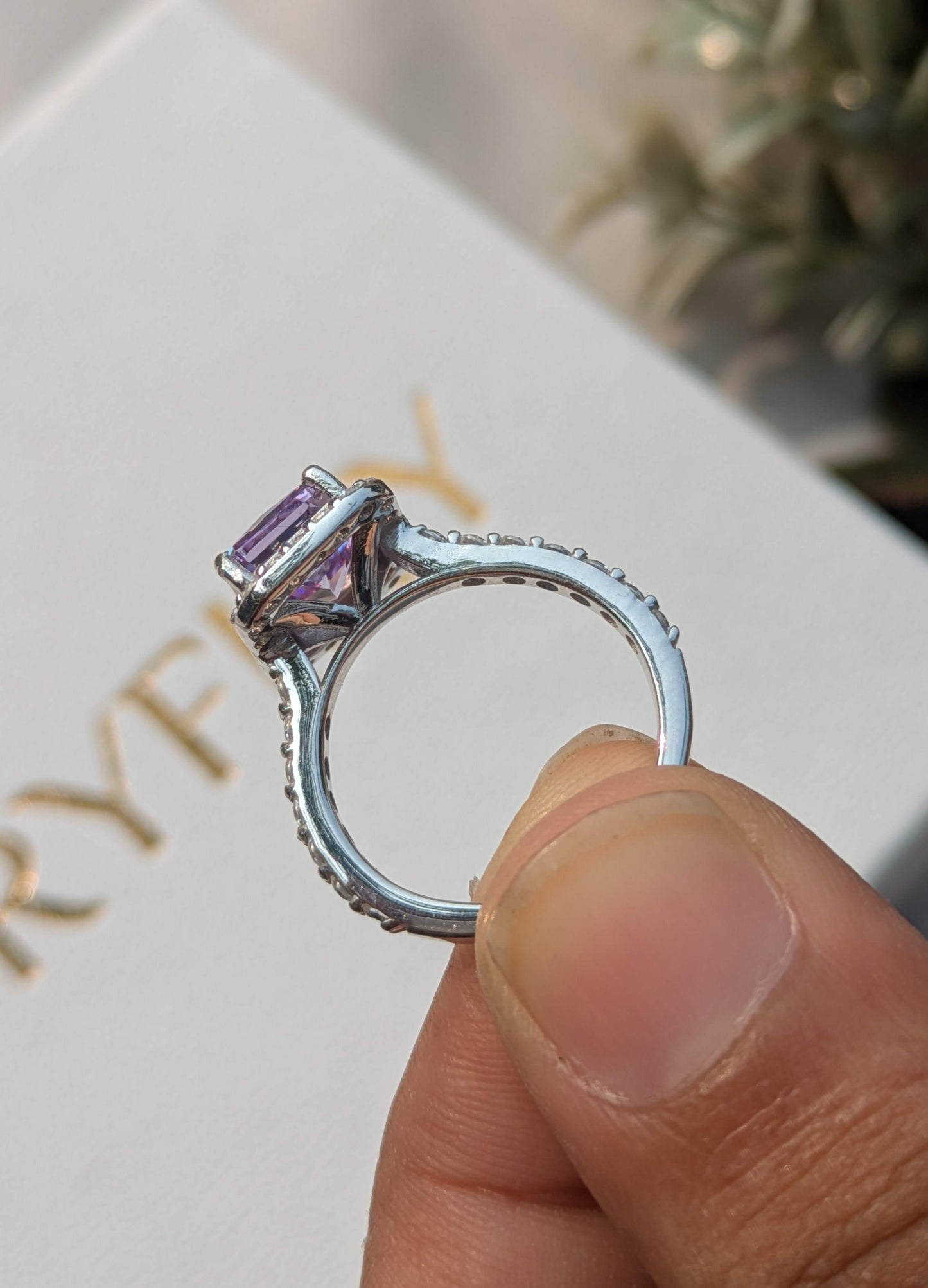 Purple Radaint Ice Crushed Silver Ring For Women