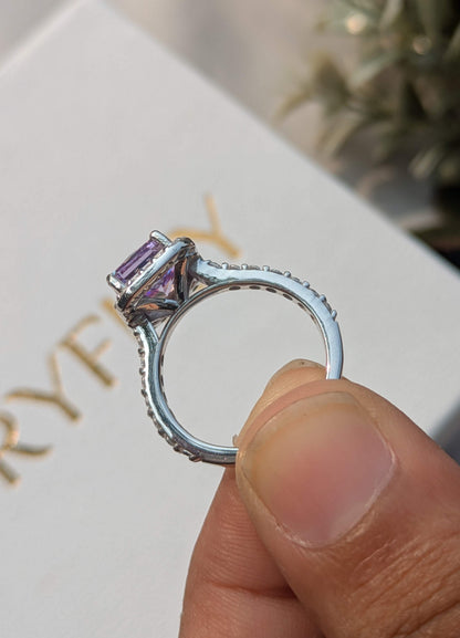 Purple Radaint Ice Crushed Silver Ring For Women