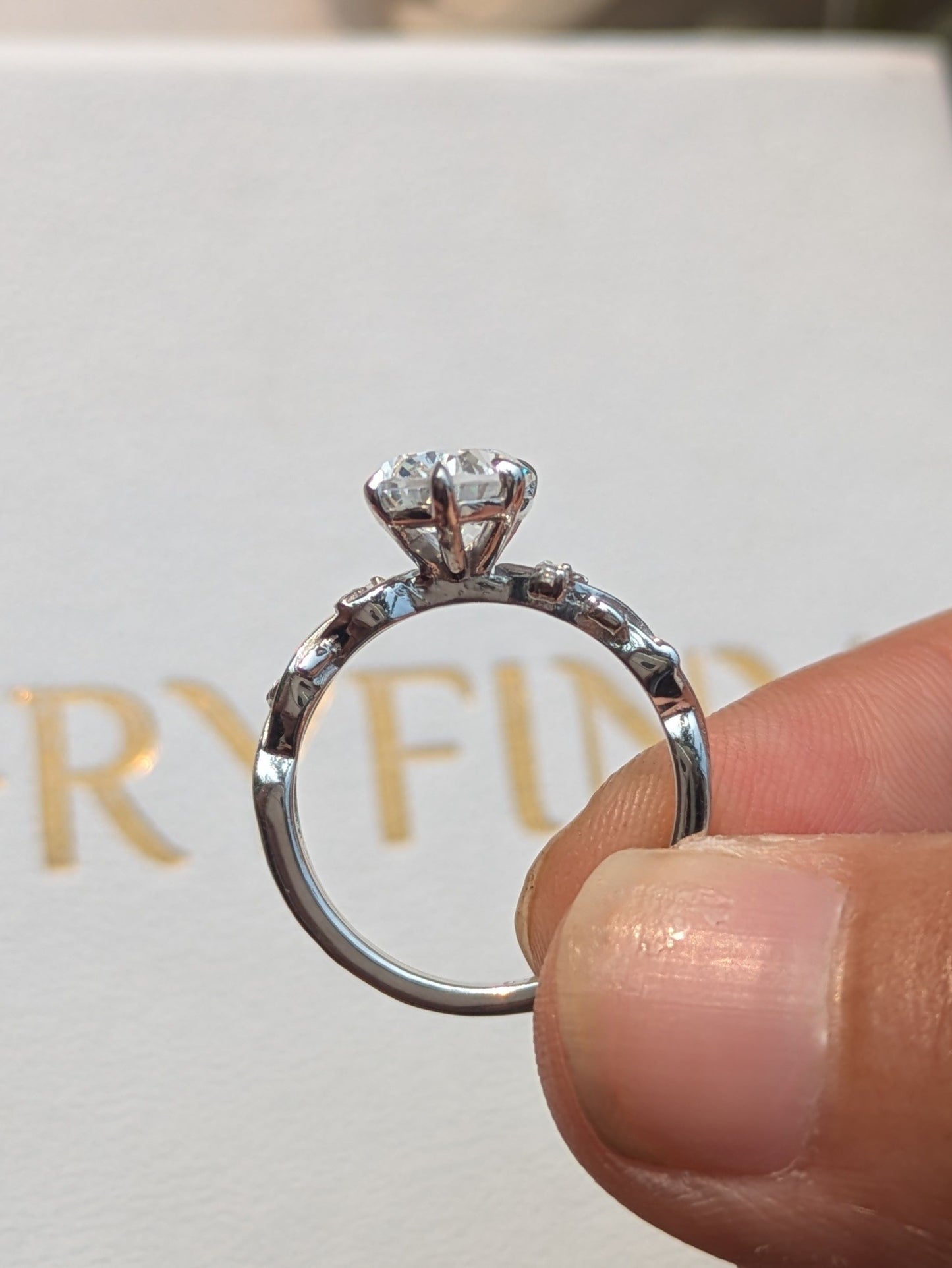 Oval Floral Silver Solitaire Ring For Women