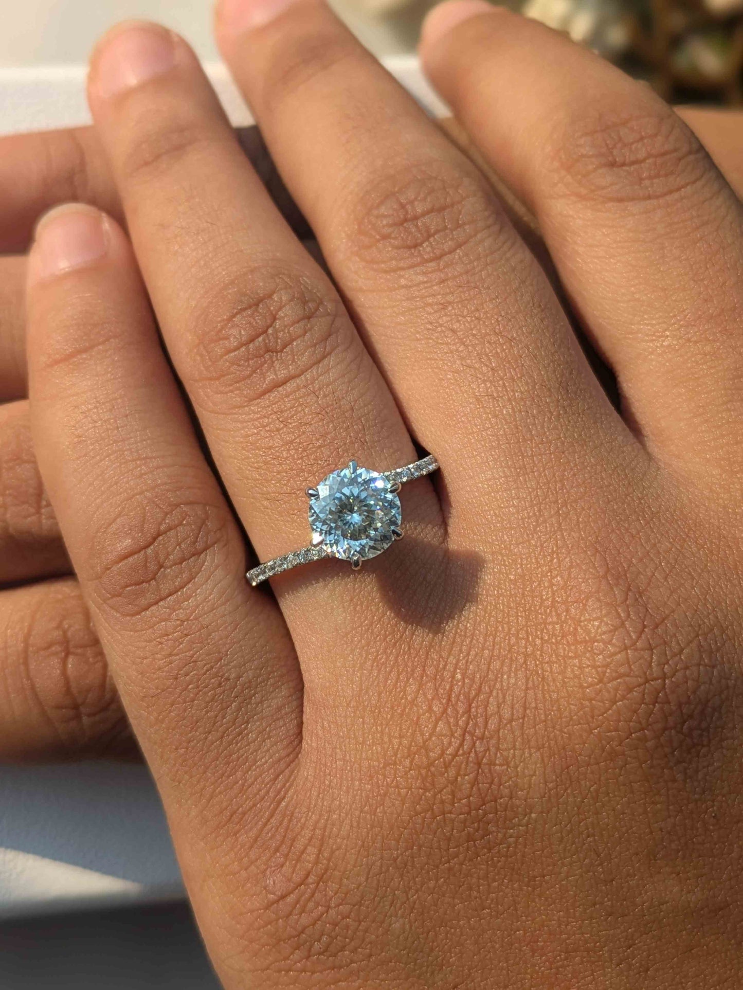 Portuguese Cut Round Bypass Solitaire Silver Ring For Women