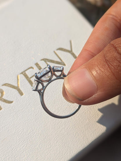 Radiant 3-Stone Solitaire Silver Ring for Women