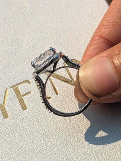 Cushion Halo Solitaire Silver Ring for Women