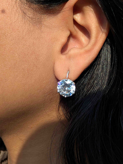 12 mm Round Silver Earrings For Women