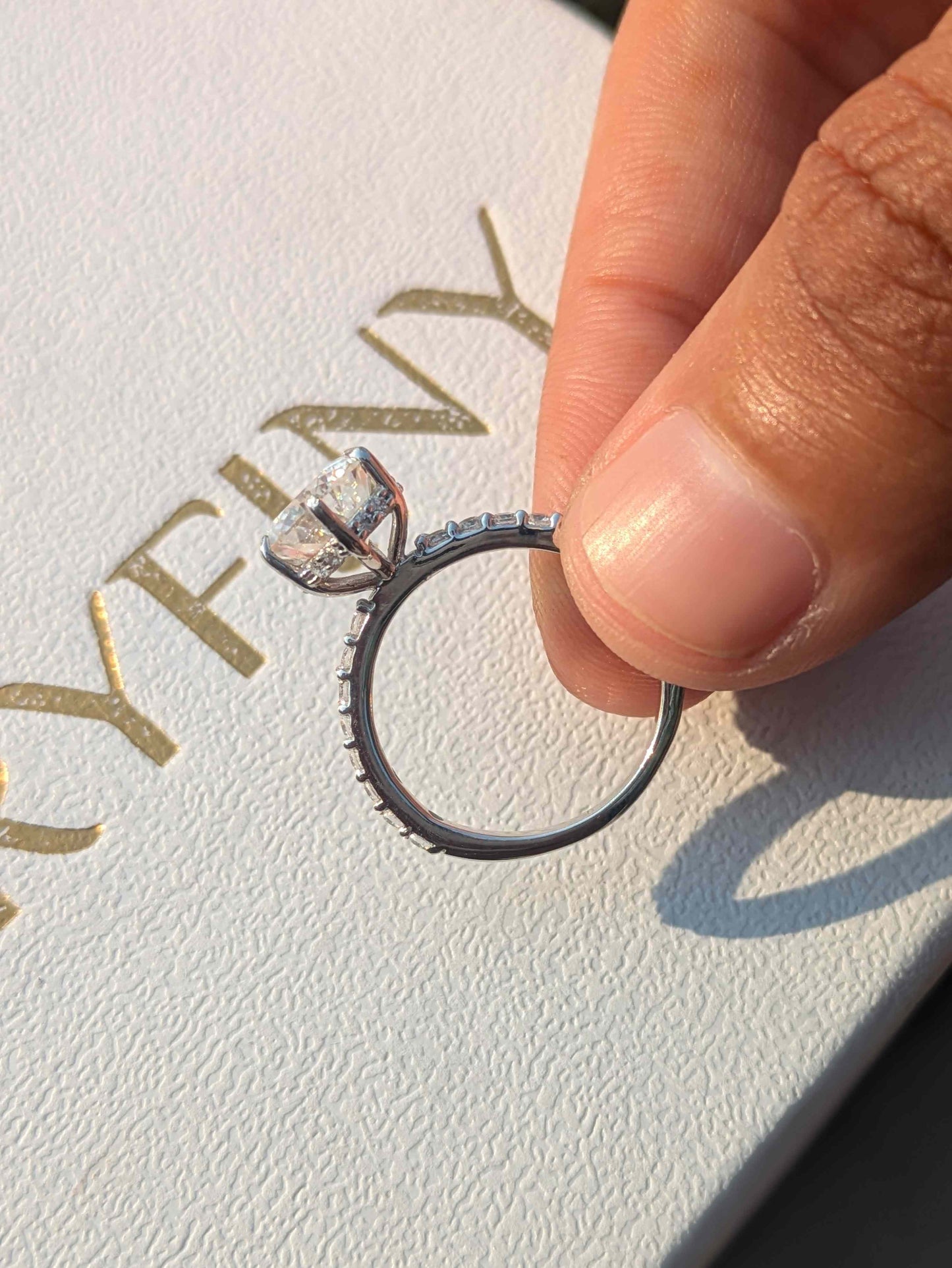 Portuguese Cut Round Halo Solitaire Silver Ring For Women