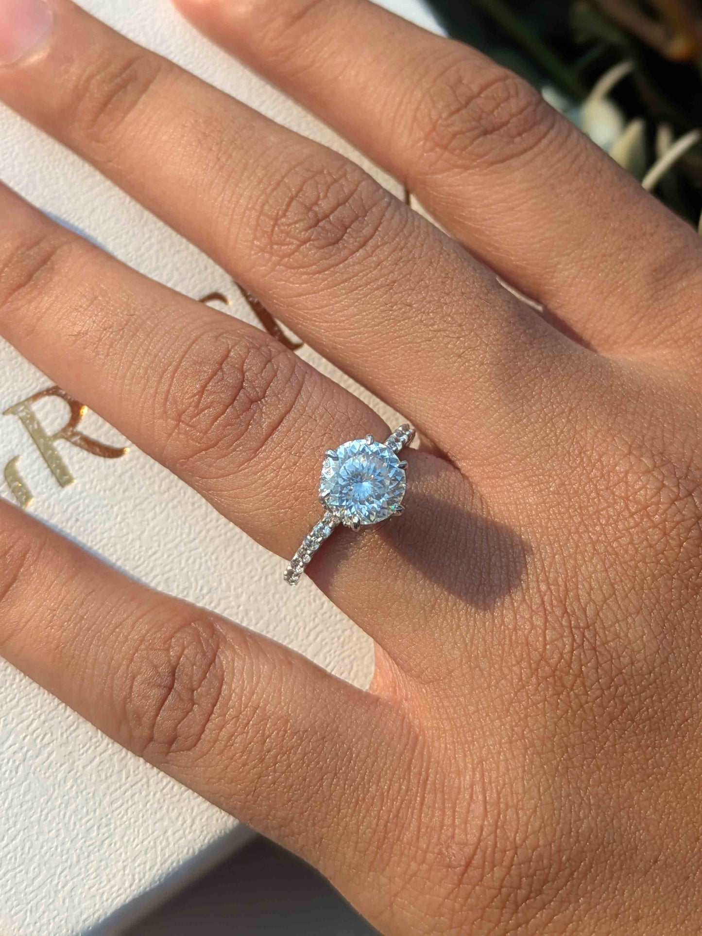 Portuguese Cut Round Halo Solitaire Silver Ring For Women