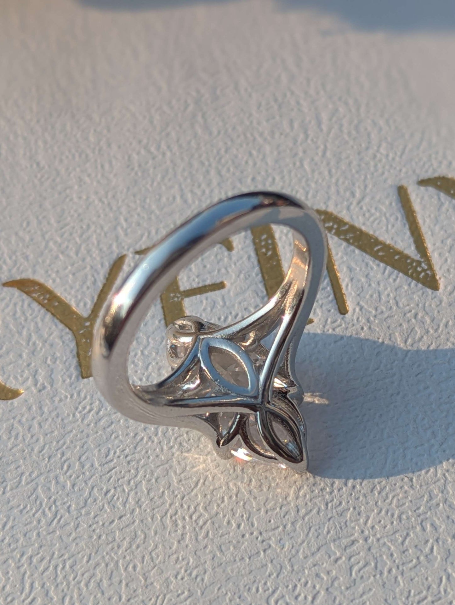 4.2Ct Marquise Petal Set Solitaire Silver Ring for Women