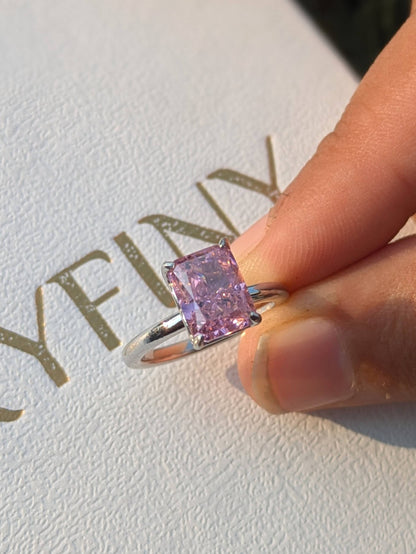 2.5Ct Pink Ice Crushed Petal Silver Ring For Women