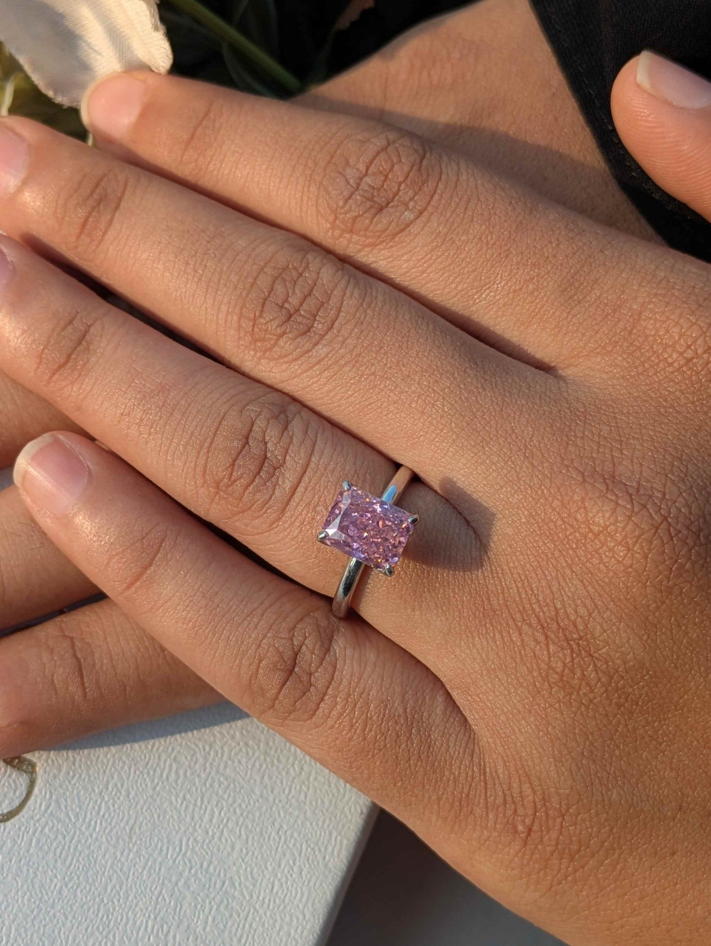 2.5Ct Pink Ice Crushed Petal Silver Ring For Women