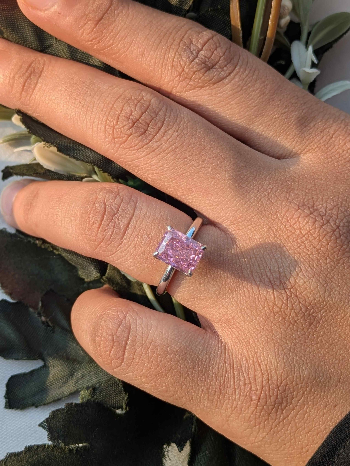 2.5Ct Pink Ice Crushed Petal Silver Ring For Women
